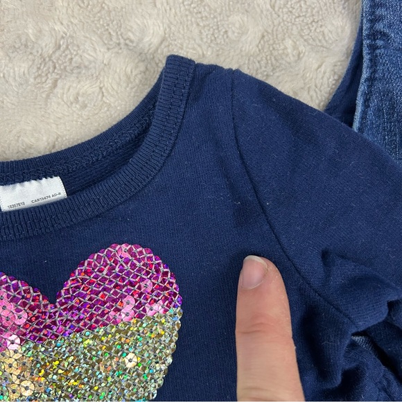 Carter’s Baby Girl Dress Bundle Size 3 Months Denim Jumper Sequin Heart - Picture 2 of 5